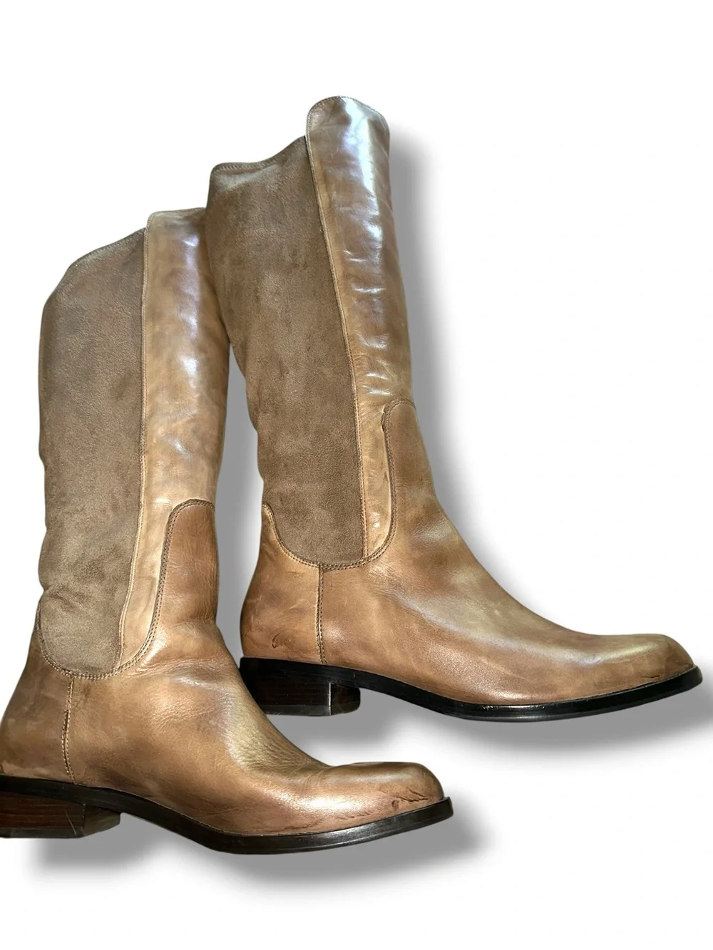 Cole Haan SZ 11 Women Air Whitley Knee-High Leather Suede Riding Boots Tan Beige